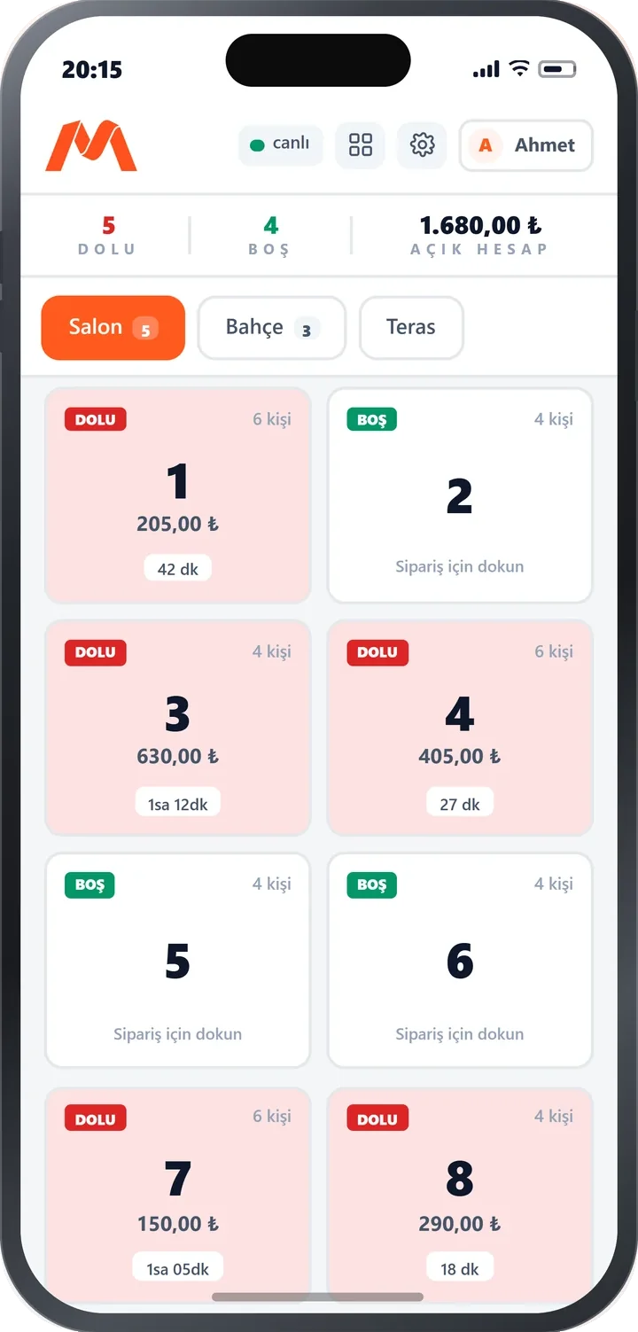 Mubipos Mobil - masa planı